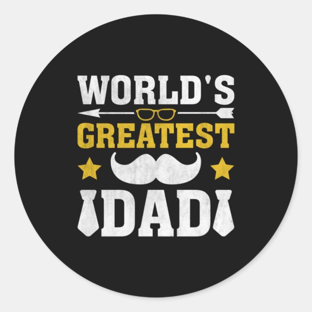 Xmas Gift | World's Greatest Dad Classic Round Sticker (Front)