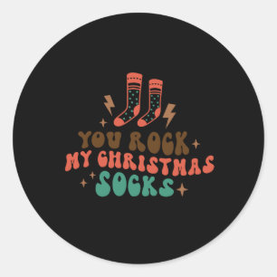 Xmas Gift You Rock My Christmas Socks Classic Round Sticker