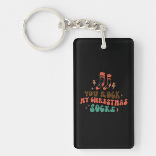 Xmas Gift You Rock My Christmas Socks Keychain