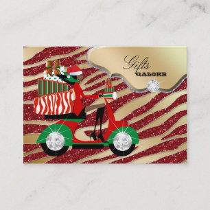 Xmas Gifts Jewellery Gold Red Zebra Glitter Ethnic Business Card