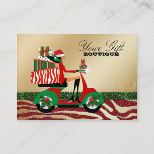 Xmas Gifts Zebra Green Red Jewellery Presents Business Card