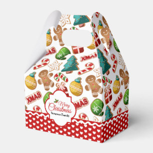 Xmas Gingerbread Cookies Cute Pattern Favor Box