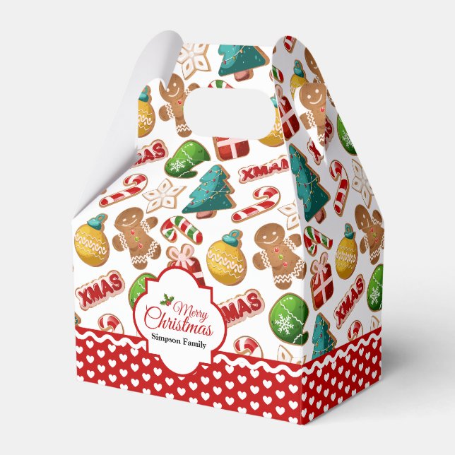 Xmas Gingerbread Cookies Cute Pattern Favor Box (Front Side)