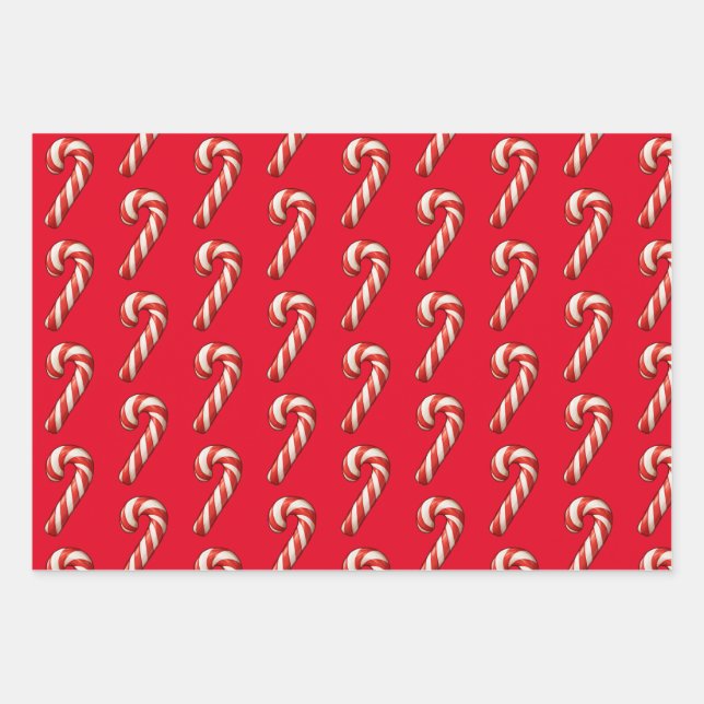 Xmas Gingerbread house and candy cane Wrapping Paper Sheet (Front 3)