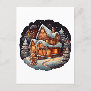 Xmas Gingerbread man house Postcard
