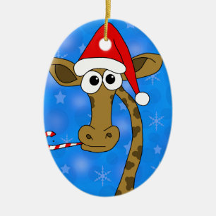 Xmas giraffe - blue ceramic ornament