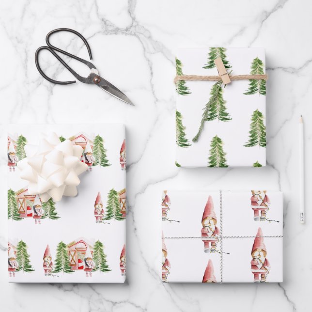 XMAS Gnome Design 1  Wrapping Paper Sheet (Front)