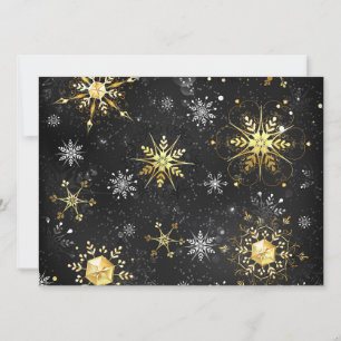 Xmas Golden Snowflakes on Black Background