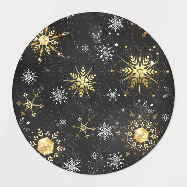 Xmas Golden Snowflakes on Black Background (Design 1)