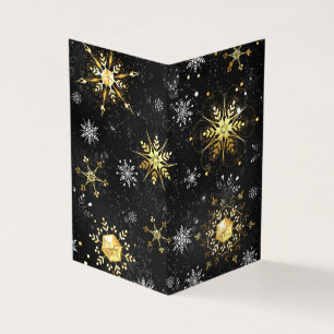 Xmas Golden Snowflakes on Black Background