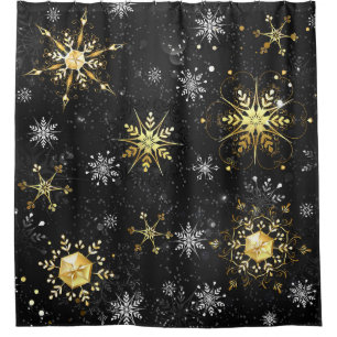 Xmas Golden Snowflakes on Black Background