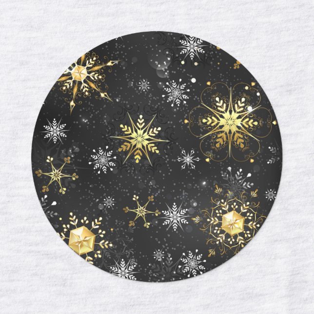 Xmas Golden Snowflakes on Black Background (Design 1)
