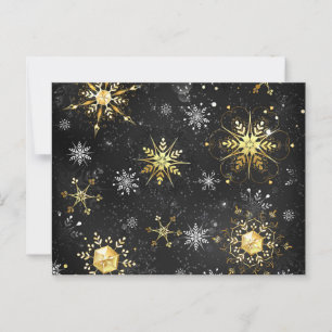 Xmas Golden Snowflakes on Black Background Advice Card