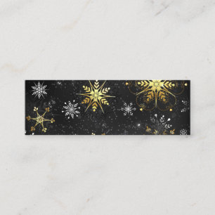 Xmas Golden Snowflakes on Black Background Calling Card