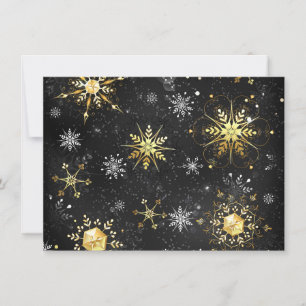 Xmas Golden Snowflakes on Black Background Card
