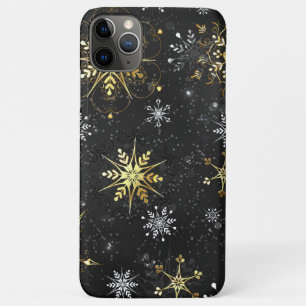Xmas Golden Snowflakes on Black Background iPhone 11 Pro Max Case
