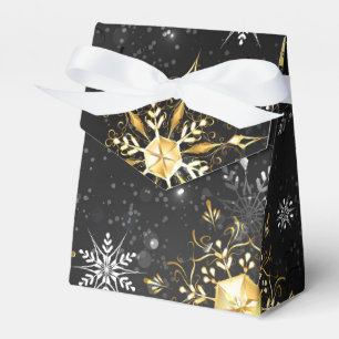Xmas Golden Snowflakes on Black Background Favor Box