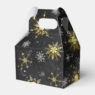 Xmas Golden Snowflakes on Black Background Favor Box