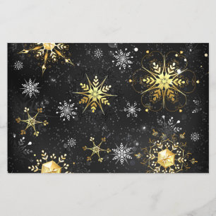 Xmas Golden Snowflakes on Black Background Flyer