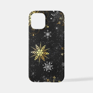 Xmas Golden Snowflakes on Black Background iPhone 12 Mini Case