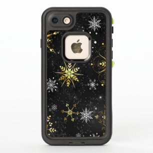 Xmas Golden Snowflakes on Black Background