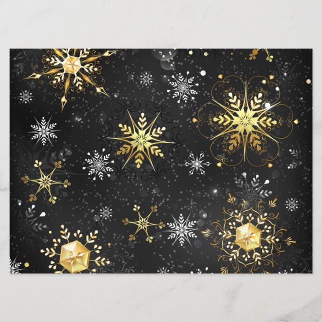 Xmas Golden Snowflakes on Black Background Program (Front)