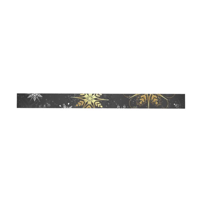 Xmas Golden Snowflakes on Black Background Wrap Around Label (Individual)