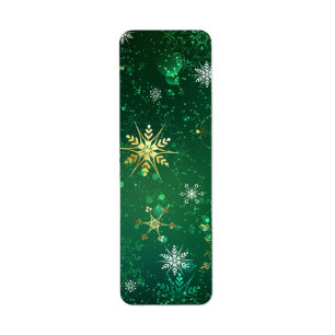 Xmas Golden Snowflakes on Green Background