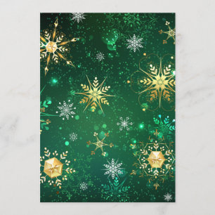 Xmas Golden Snowflakes on Green Background Advice Card
