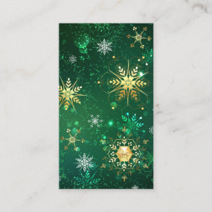 Xmas Golden Snowflakes on Green Background Appointment Card