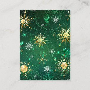 Xmas Golden Snowflakes on Green Background Calling Card