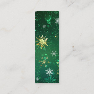 Xmas Golden Snowflakes on Green Background Calling Card