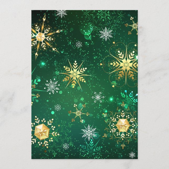 Xmas Golden Snowflakes on Green Background Program (Front)