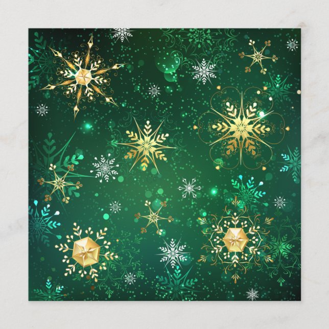 Xmas Golden Snowflakes on Green Background Program (Front)
