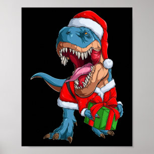 Xmas Graphic Dino T Rex Boys Dinosaur Christmas  Poster