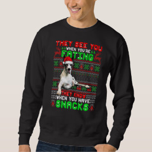 Xmas Great Dane Santa They See You When You're Eat Sweatshirt