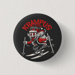 Xmas Gruss Vom Krampus Christmas Devil 1 Inch Round Button
