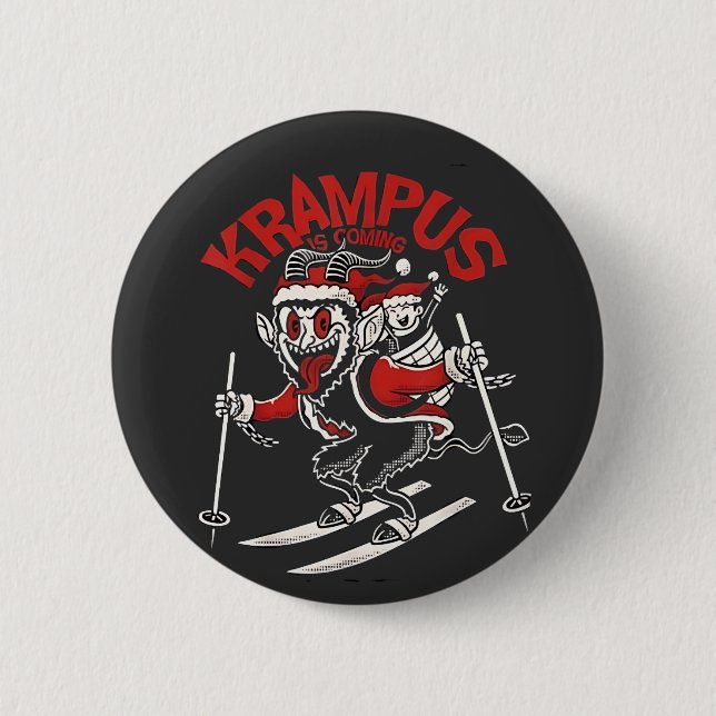 Xmas Gruss Vom Krampus Christmas Devil  2 Inch Round Button (Front)