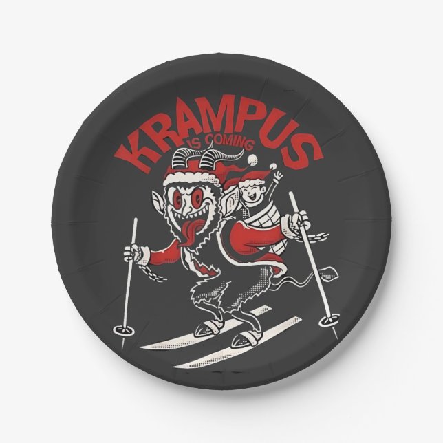 Xmas Gruss Vom Krampus Christmas Devil  Paper Plate (Front)