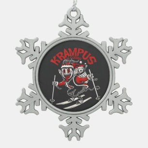 Xmas Gruss Vom Krampus Christmas Devil  Snowflake Pewter Christmas Ornament