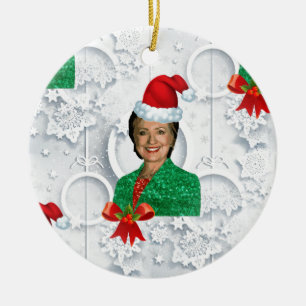 xmas Hillary clinton Ceramic Ornament