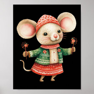 Xmas Holiday Cute Mouse Christmas Poster