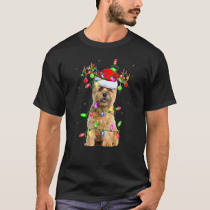 Xmas Holiday Lighting Santa Cairn Terrier Dog Chri T-Shirt