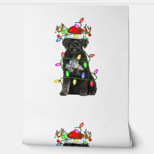 Xmas Holiday Lighting Santa Portuguese Water Dog C Wallpaper