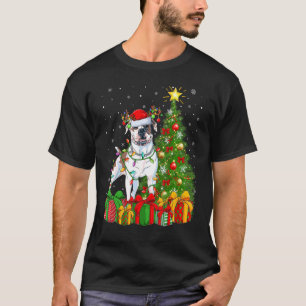 Xmas Holiday Lights Santa American Bulldog Christm T-Shirt