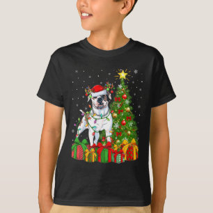 Xmas Holiday Lights Santa American Bulldog Christm T-Shirt