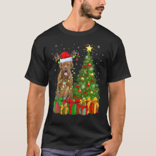 Xmas Holiday Lights Santa Dogue De Bordeaux Dog Ch T-Shirt