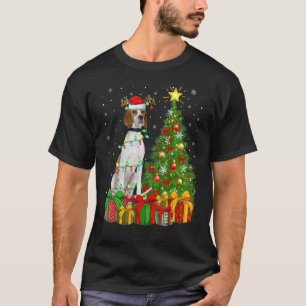 Xmas Holiday Lights Santa English Pointer Dog Chri T-Shirt