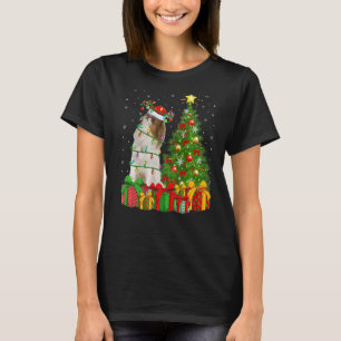 Xmas Holiday Lights Santa Japanese Chin Dog Christ T-Shirt