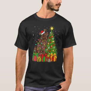 Xmas Holiday Lights Santa Newfoundland Dog Christm T-Shirt